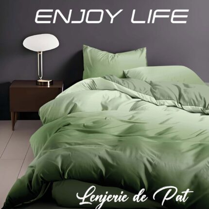 Lenjerie de pat bumbac finet “Enjoy Life” – 4 piese, Model 16996