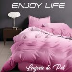 Lenjerie de pat bumbac finet “Enjoy Life” – 4 piese, Model 16997