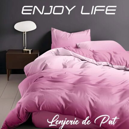 Lenjerie de pat bumbac finet “Enjoy Life” – 4 piese, Model 16997