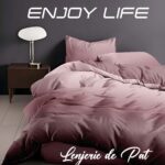 Lenjerie de pat bumbac finet “Enjoy Life” – 4 piese, Model 16998