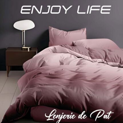 Lenjerie de pat bumbac finet “Enjoy Life” – 4 piese, Model 16998