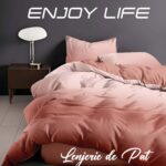 Lenjerie de pat bumbac finet “Enjoy Life” – 4 piese, Model 17000
