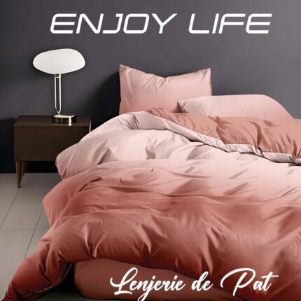 Lenjerie de pat bumbac finet “Enjoy Life” – 4 piese, Model 17000