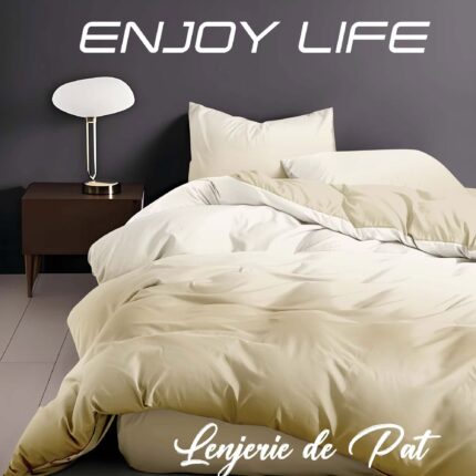 Lenjerie de pat bumbac finet “Enjoy Life” – 4 piese, Model 17002
