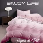 Lenjerie de pat bumbac finet “Enjoy Life” – 4 piese, Model 17003