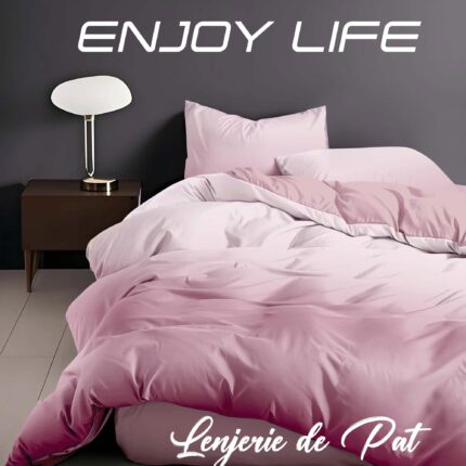 Lenjerie de pat bumbac finet “Enjoy Life” – 4 piese, Model 17003