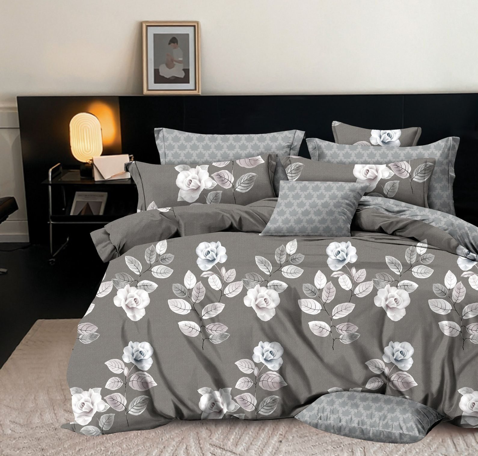 Lenjerie de pat bumbac finet Exclusive – 6 piese, Model 15174 - imagine 2 Lenjerie de pat bumbac finet Exclusive – 6 piese, Model 15174 - imagine 2