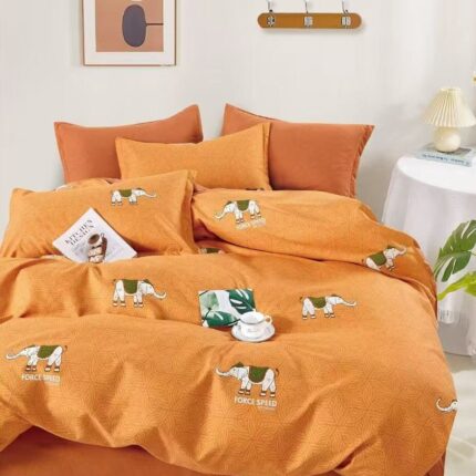 Lenjerie de pat bumbac finet Premium – cu elastic – 6 piese, Model 17188