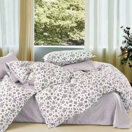 Lenjerie de pat bumbac finet Premium – cu elastic – 6 piese, Model 17201