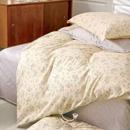 Lenjerie de pat bumbac finet Premium – cu elastic – 6 piese, Model 17205