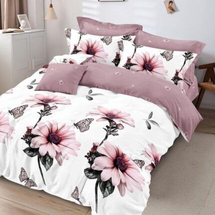 Lenjerie de pat bumbac finet Premium Pucioasa – cu elastic – 6 piese, Model 18374