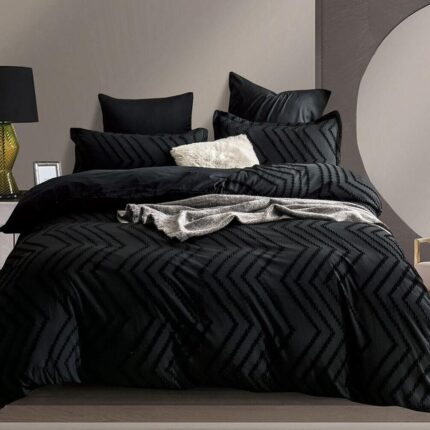 Lenjerie de pat bumbac PREMIUM Velvet Jacquard GROFAT – 6 piese, Model 16218 - imagine 2
