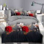 Lenjerie de pat bumbac satinat 3D – 4 piese, Model 13945 - imagine 2