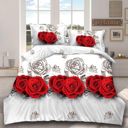 Lenjerie de pat bumbac satinat 3D – 4 piese, Model 15105 - imagine 2