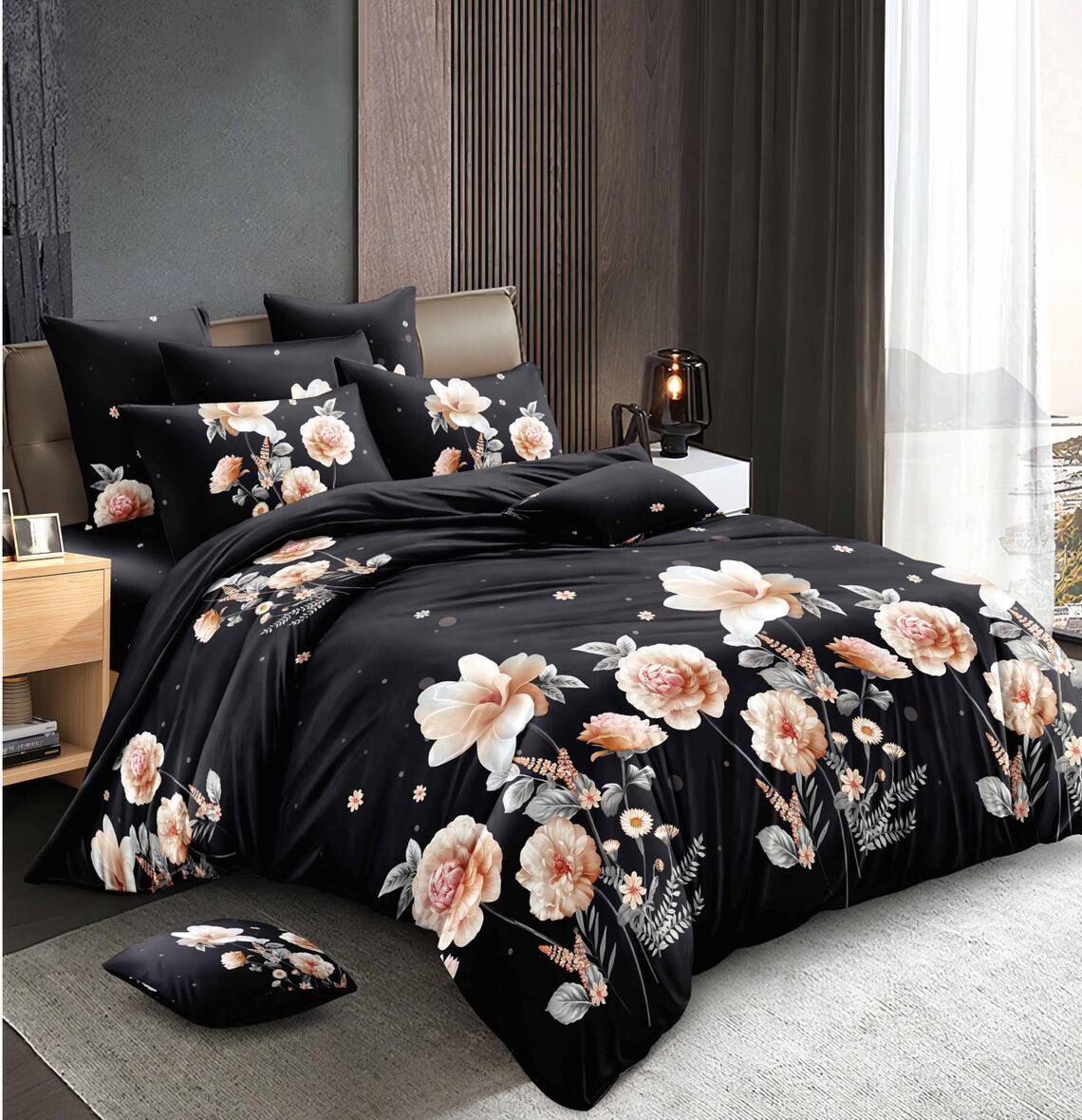 Lenjerie de pat bumbac satinat – gama Luxury – 4 piese, Model 16793 Lenjerie de pat bumbac satinat – gama Luxury – 4 piese, Model 16793