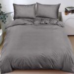 Lenjerie de pat bumbac satinat – uni – Deluxe cu elastic – 4 piese, Model 18331