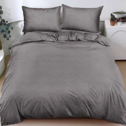 Lenjerie de pat bumbac satinat – uni – Deluxe cu elastic – 4 piese, Model 18331