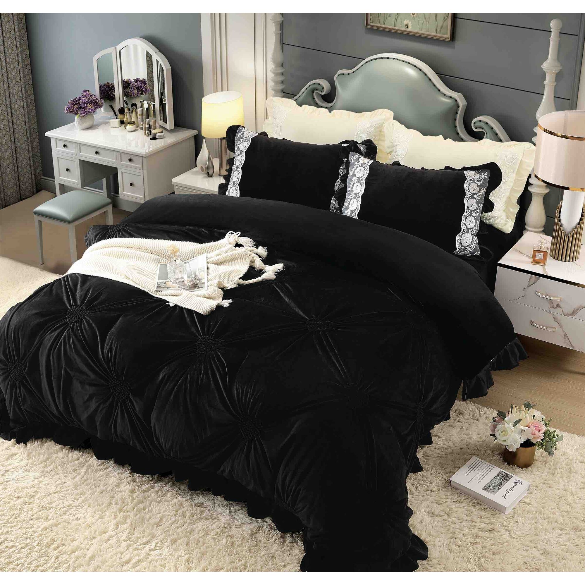Lenjerie de pat catifea – 4 piese, Model 5648 - imagine 2 Lenjerie de pat catifea – 4 piese, Model 5648 - imagine 2