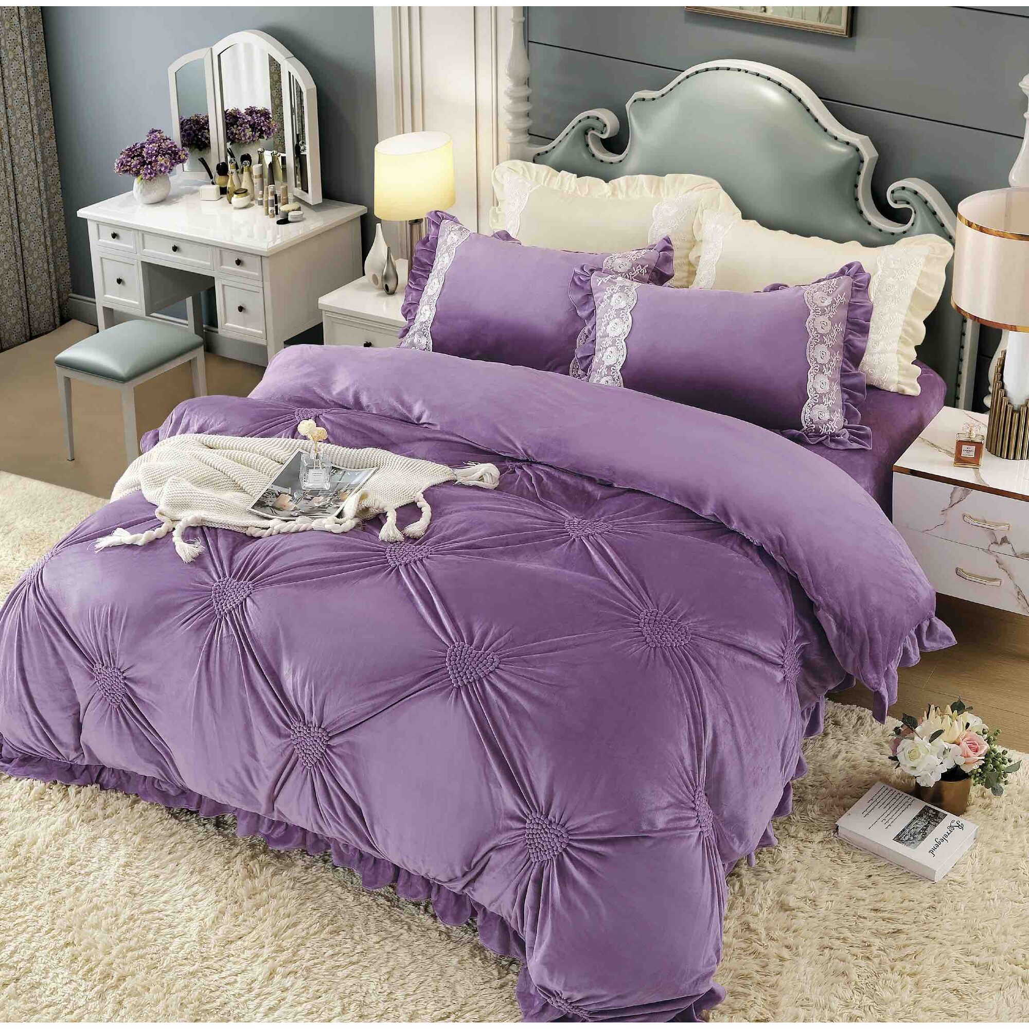 Lenjerie de pat catifea – 4 piese, Model 5650 - imagine 2 Lenjerie de pat catifea – 4 piese, Model 5650 - imagine 2