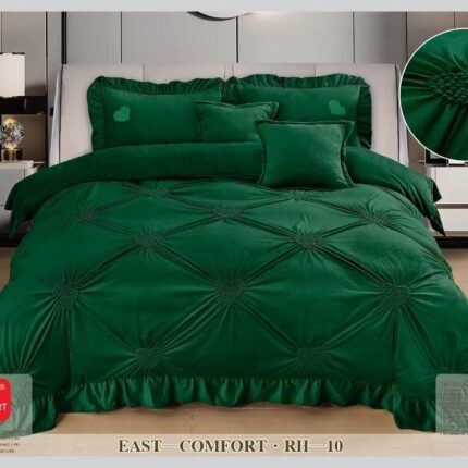 Lenjerie de pat catifea cu inimi brodate – 6 piese, Model 17367