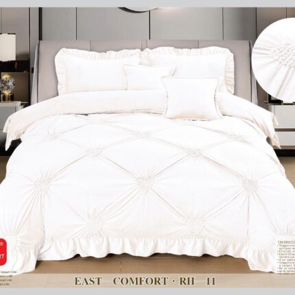 Lenjerie de pat catifea cu inimi brodate – 6 piese, Model 17368