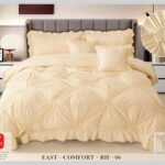 Lenjerie de pat catifea cu inimi brodate – 6 piese, Model 17369