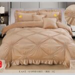 Lenjerie de pat catifea cu inimi brodate – 6 piese, Model 17371