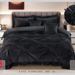 Lenjerie de pat catifea cu inimi brodate – 6 piese, Model 17373