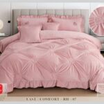 Lenjerie de pat catifea cu inimi brodate – 6 piese, Model 17374