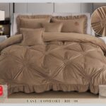 Lenjerie de pat catifea cu inimi brodate – 6 piese, Model 17375