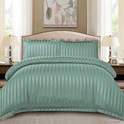 Lenjerie de pat damasc Deluxe gama Horeca – cu elastic – 4 piese, Model 15049 - imagine 2