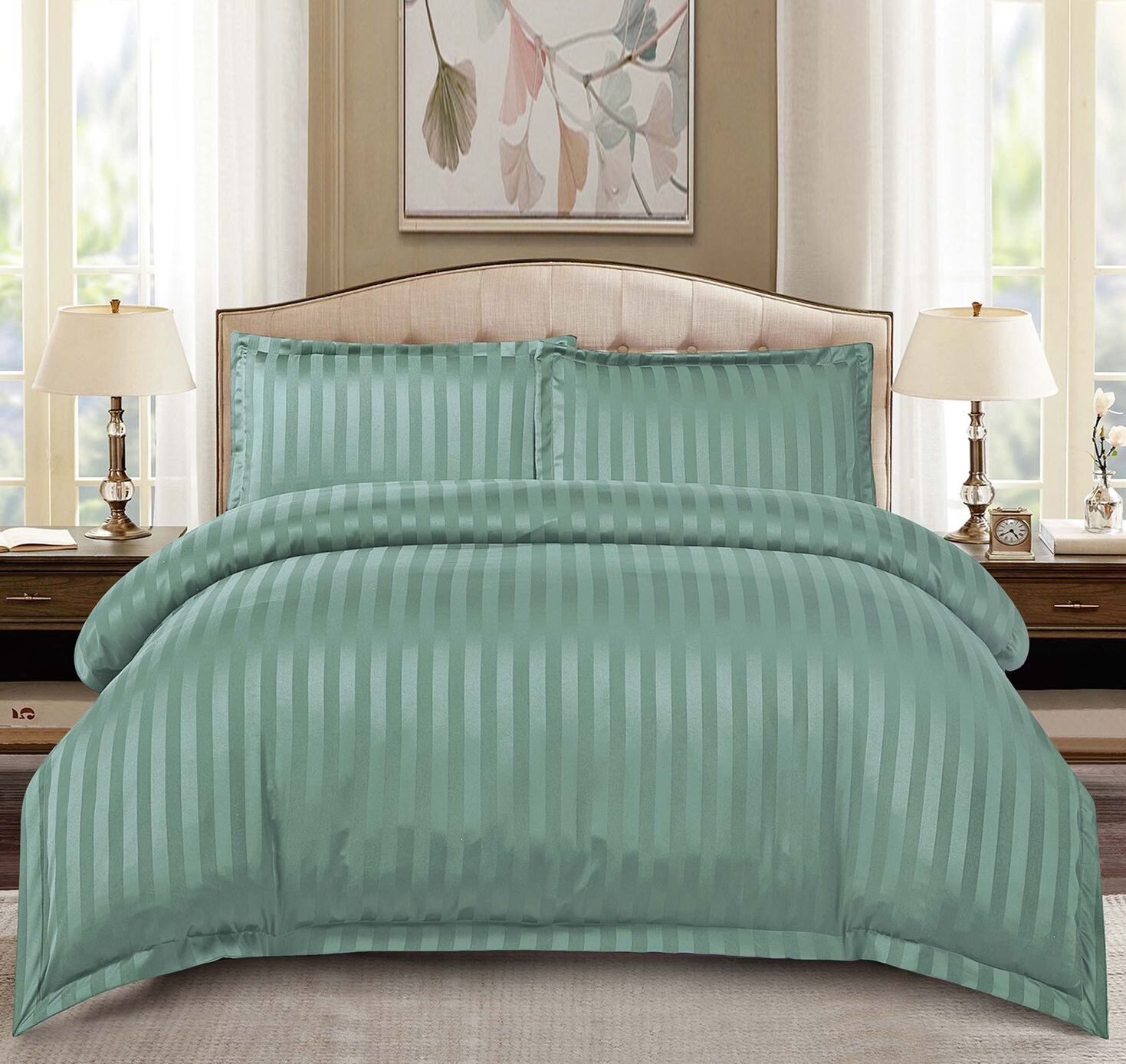 Lenjerie de pat damasc Deluxe gama Horeca – cu elastic – 4 piese, Model 15049 - imagine 2 Lenjerie de pat damasc Deluxe gama Horeca – cu elastic – 4 piese, Model 15049 - imagine 2
