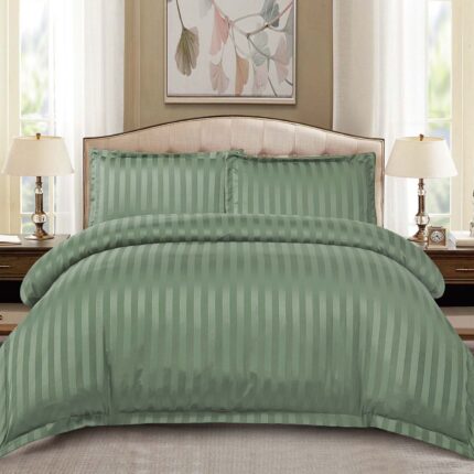 Lenjerie de pat damasc Deluxe gama Horeca – cu elastic – 4 piese, Model 15050 - imagine 2