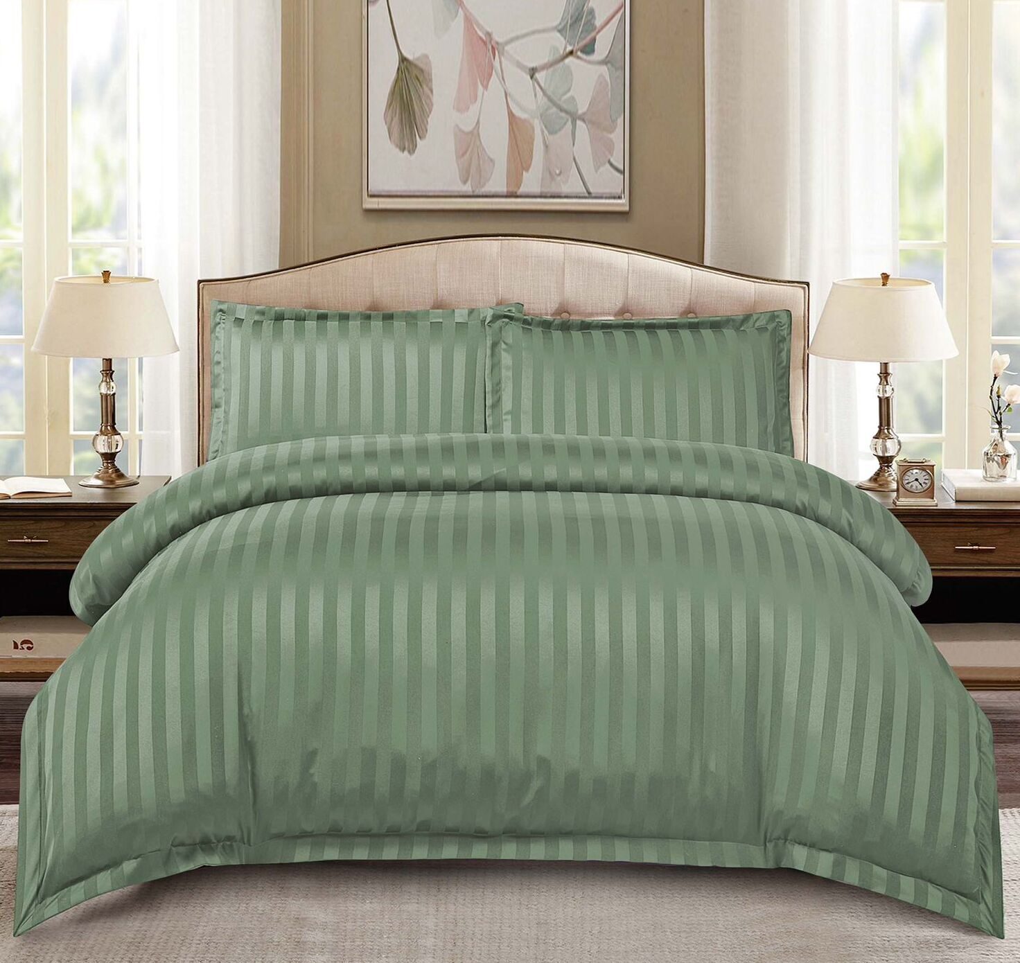 Lenjerie de pat damasc Deluxe gama Horeca – cu elastic – 4 piese, Model 15050 - imagine 2 Lenjerie de pat damasc Deluxe gama Horeca – cu elastic – 4 piese, Model 15050 - imagine 2