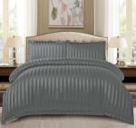 Lenjerie de pat damasc Deluxe gama Horeca – cu elastic – 4 piese, Model 15059 - imagine 2