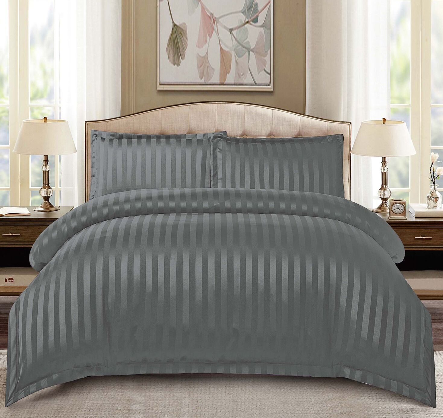 Lenjerie de pat damasc Deluxe gama Horeca – cu elastic – 4 piese, Model 15059 - imagine 2 Lenjerie de pat damasc Deluxe gama Horeca – cu elastic – 4 piese, Model 15059 - imagine 2