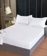 Lenjerie de pat damasc Deluxe gama Horeca – cu elastic – 4 piese, Model 15060