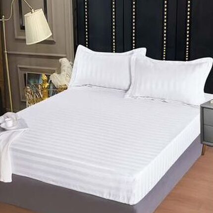 Lenjerie de pat damasc Deluxe gama Horeca – cu elastic – 4 piese, Model 15060