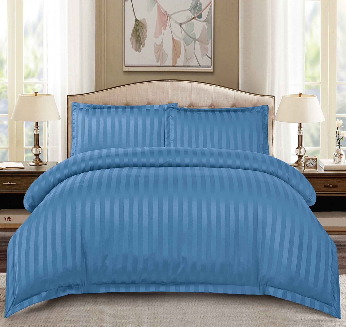 Lenjerie de pat damasc Deluxe gama Horeca – cu elastic – 4 piese, Model 15061 - imagine 2 Lenjerie de pat damasc Deluxe gama Horeca – cu elastic – 4 piese, Model 15061 - imagine 2
