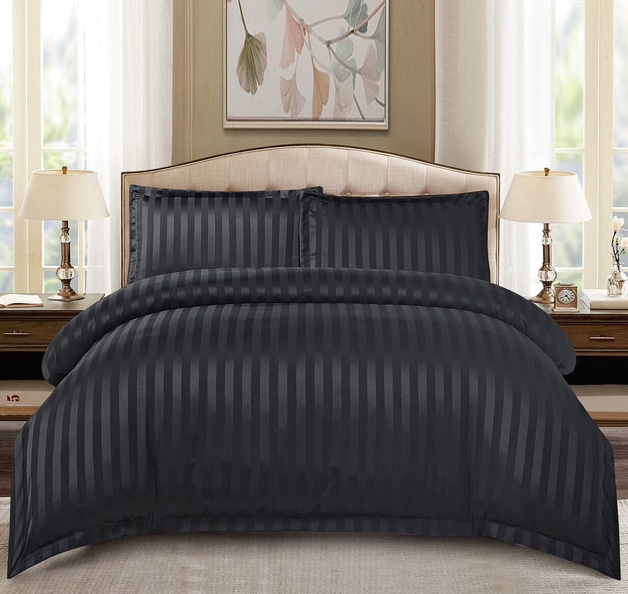 Lenjerie de pat damasc Deluxe gama Horeca – cu elastic – 4 piese, Model 15065 - imagine 2 Lenjerie de pat damasc Deluxe gama Horeca – cu elastic – 4 piese, Model 15065 - imagine 2