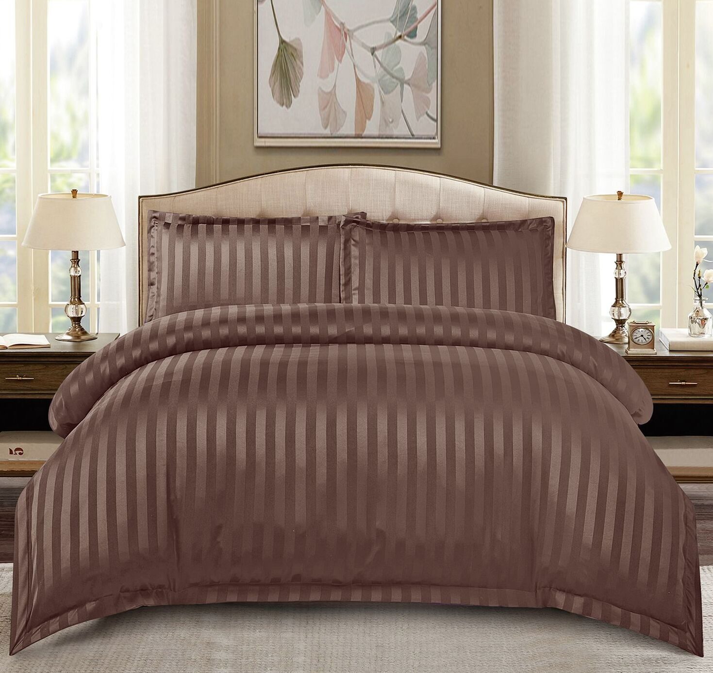 Lenjerie de pat damasc Deluxe gama Horeca – cu elastic – 4 piese, Model 15910 - imagine 2 Lenjerie de pat damasc Deluxe gama Horeca – cu elastic – 4 piese, Model 15910 - imagine 2