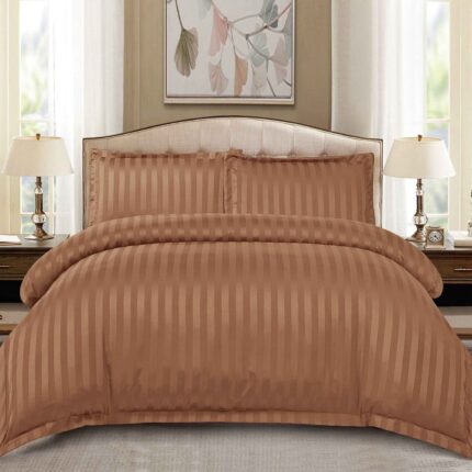 Lenjerie de pat damasc Deluxe gama Horeca – cu elastic – 4 piese, Model 15912 - imagine 2