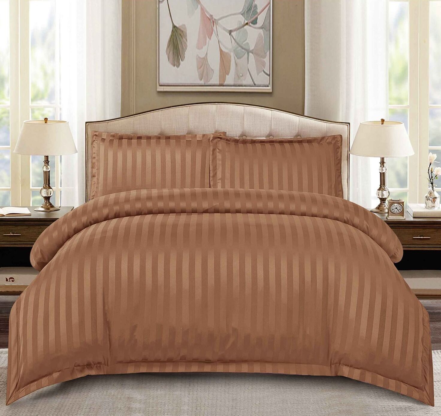 Lenjerie de pat damasc Deluxe gama Horeca – cu elastic – 4 piese, Model 15912 - imagine 2 Lenjerie de pat damasc Deluxe gama Horeca – cu elastic – 4 piese, Model 15912 - imagine 2