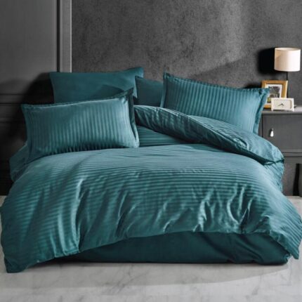Lenjerie de pat Damasc HORECA, 1/2 persoane, TURCOAZ, Model 4224