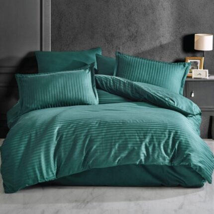 Lenjerie de pat Damasc HORECA, 1/2 persoane, VERDE PETROL, Model 4218