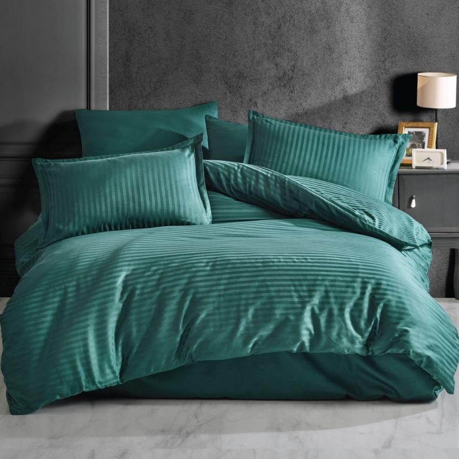 Lenjerie de pat Damasc HORECA, 1/2 persoane, VERDE PETROL, Model 4218 Lenjerie de pat Damasc HORECA, 1/2 persoane, VERDE PETROL, Model 4218
