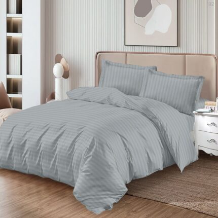 Lenjerie de pat damasc Horeca Premium – cu elastic – 4 piese, Model 17342 - imagine 2