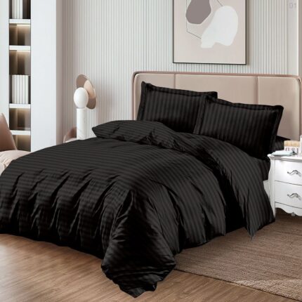 Lenjerie de pat damasc Horeca Premium – cu elastic – 4 piese, Model 17345 - imagine 2