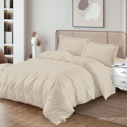 Lenjerie de pat damasc Horeca Premium – cu elastic – 4 piese, Model 17346 - imagine 2