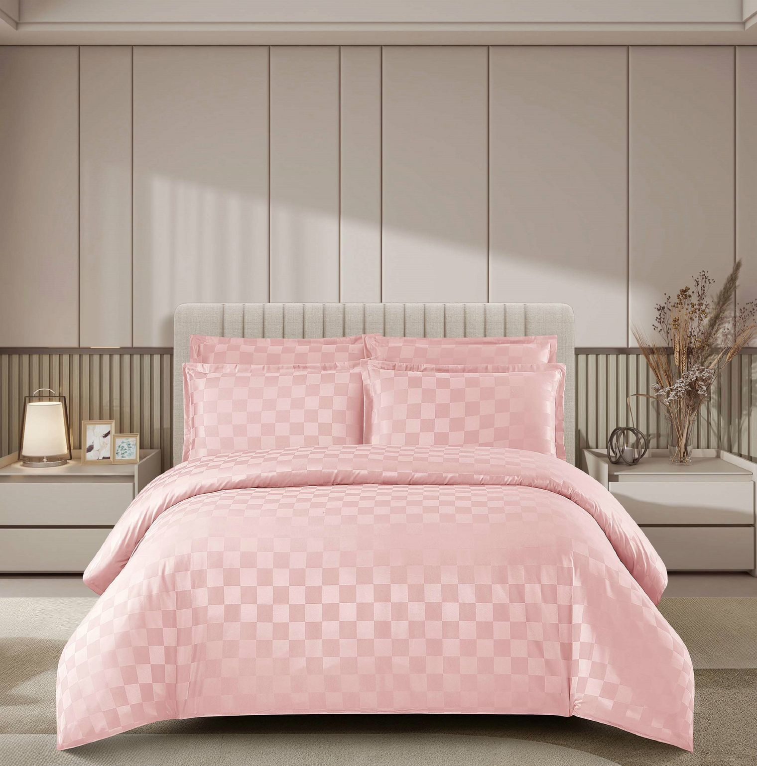 Lenjerie de pat damasc Luxury hotelier – cu elastic – 4 piese, Model 16940 Lenjerie de pat damasc Luxury hotelier – cu elastic – 4 piese, Model 16940